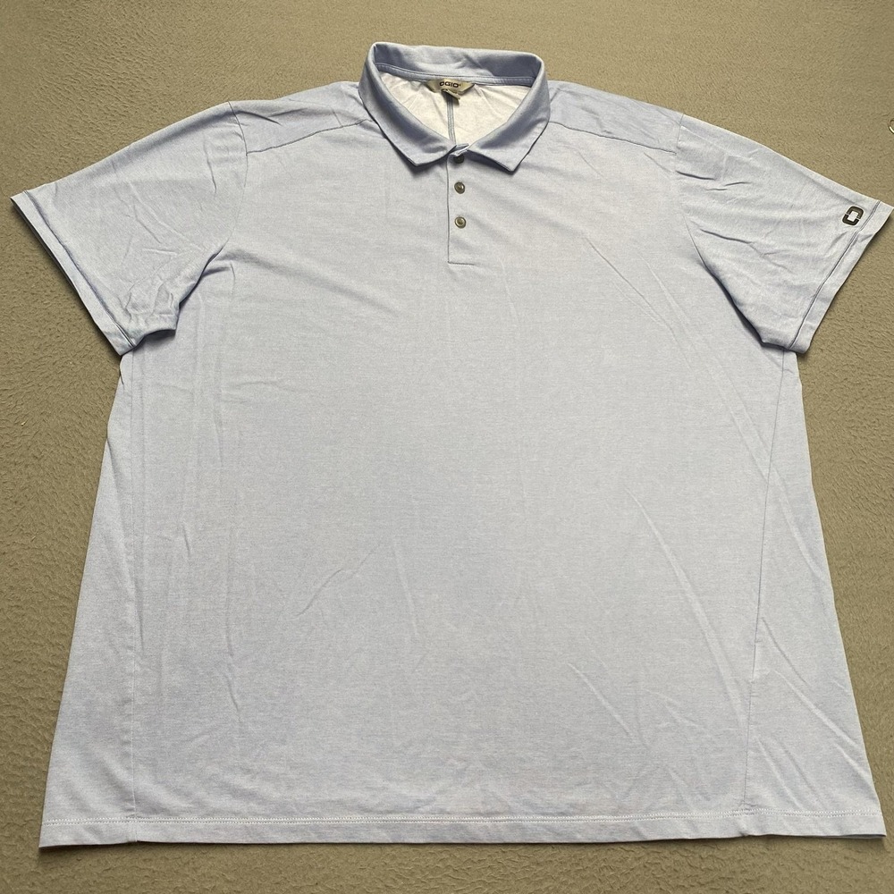 OGIO‎ Polo Shirt Mens 2XL Blue Cotton Polyester Golf Performance Short Sleeve